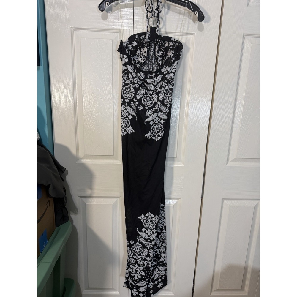 Derek Heart Women's Halter Dress Black Floral Size Large